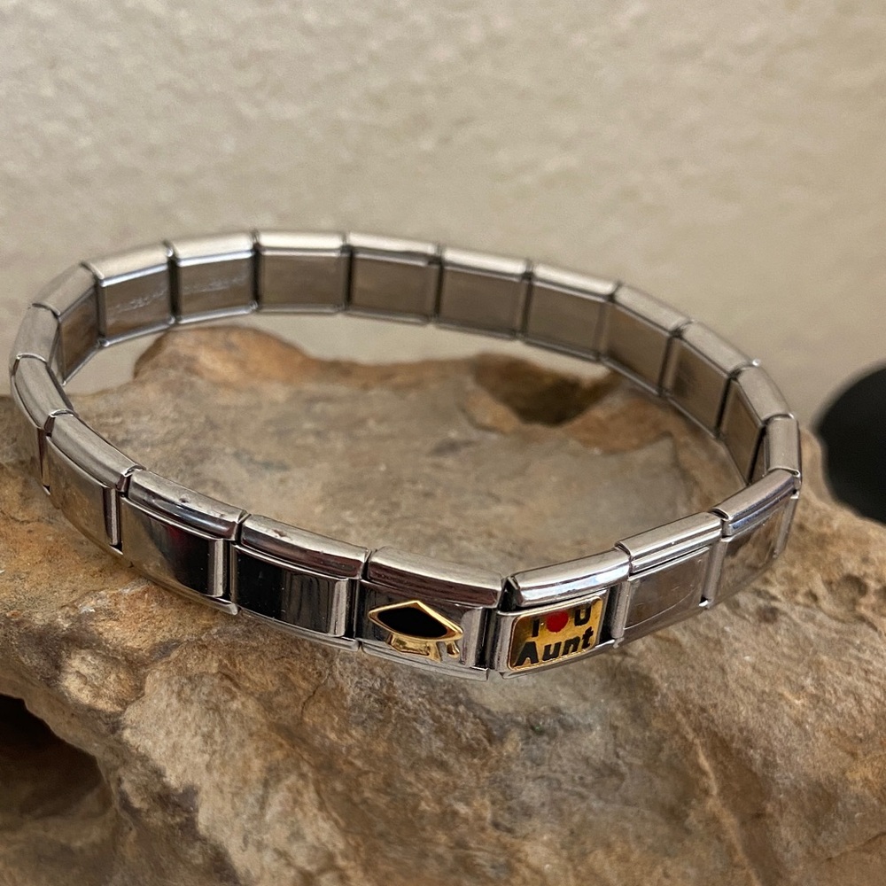 Vintage Zoppinni Puzzle Italian Stainless Steel Charms Bracelet